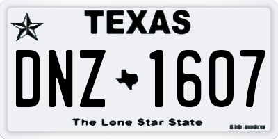 TX license plate DNZ1607