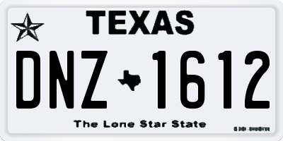 TX license plate DNZ1612