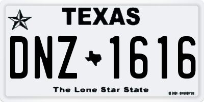 TX license plate DNZ1616