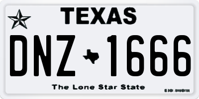 TX license plate DNZ1666