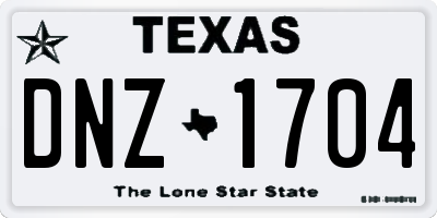 TX license plate DNZ1704