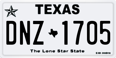 TX license plate DNZ1705