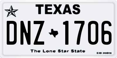 TX license plate DNZ1706