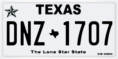 TX license plate DNZ1707