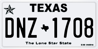 TX license plate DNZ1708