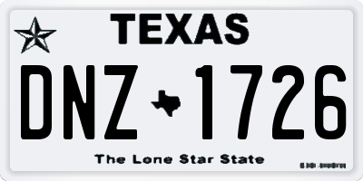 TX license plate DNZ1726