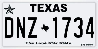 TX license plate DNZ1734