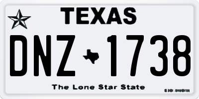 TX license plate DNZ1738