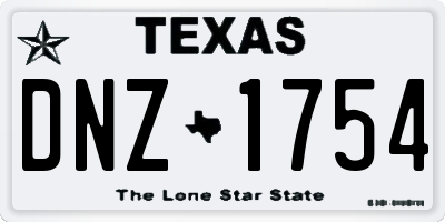TX license plate DNZ1754