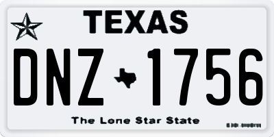 TX license plate DNZ1756