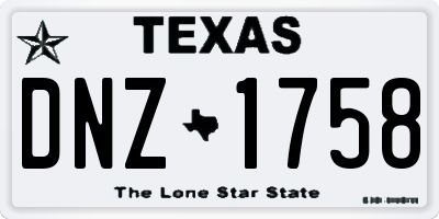 TX license plate DNZ1758