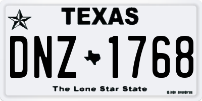 TX license plate DNZ1768