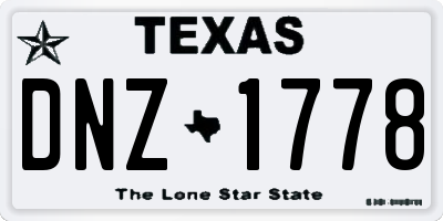 TX license plate DNZ1778