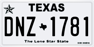 TX license plate DNZ1781