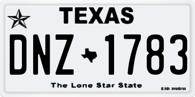 TX license plate DNZ1783