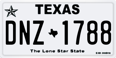 TX license plate DNZ1788