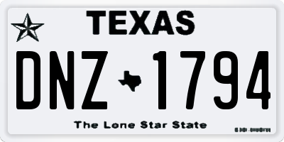TX license plate DNZ1794