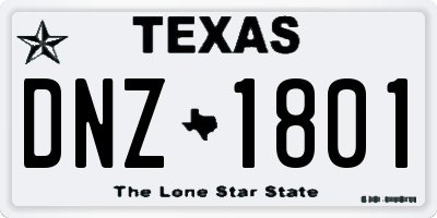 TX license plate DNZ1801