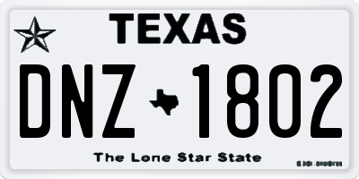 TX license plate DNZ1802