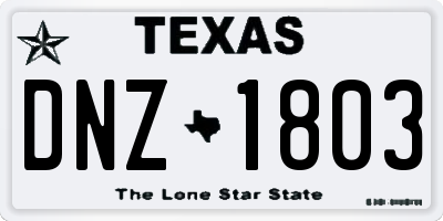 TX license plate DNZ1803