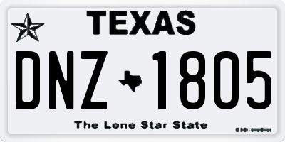 TX license plate DNZ1805
