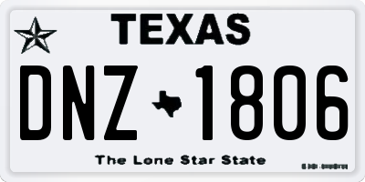TX license plate DNZ1806