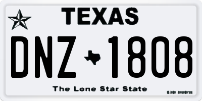 TX license plate DNZ1808