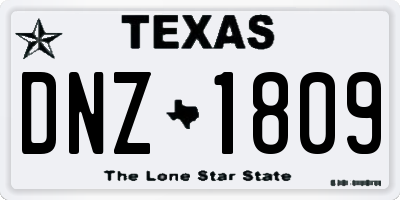 TX license plate DNZ1809