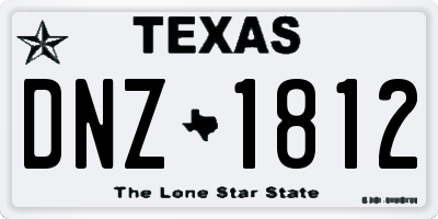 TX license plate DNZ1812