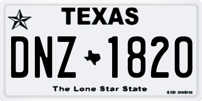TX license plate DNZ1820
