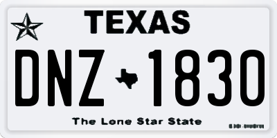 TX license plate DNZ1830
