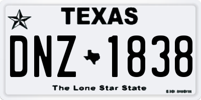 TX license plate DNZ1838