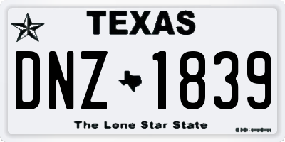 TX license plate DNZ1839