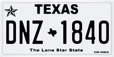 TX license plate DNZ1840