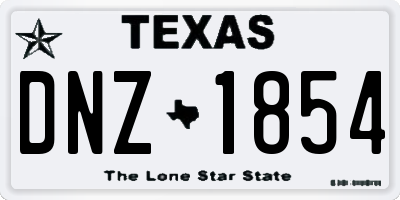 TX license plate DNZ1854