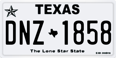 TX license plate DNZ1858