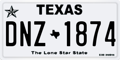 TX license plate DNZ1874