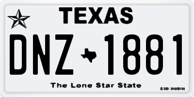 TX license plate DNZ1881