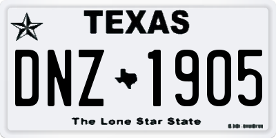 TX license plate DNZ1905