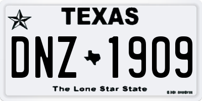 TX license plate DNZ1909