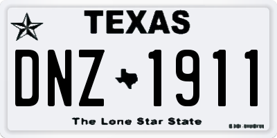 TX license plate DNZ1911