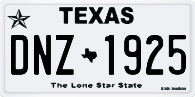 TX license plate DNZ1925