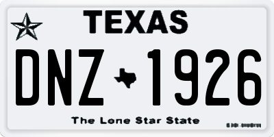 TX license plate DNZ1926