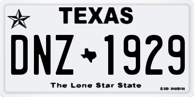 TX license plate DNZ1929