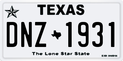 TX license plate DNZ1931