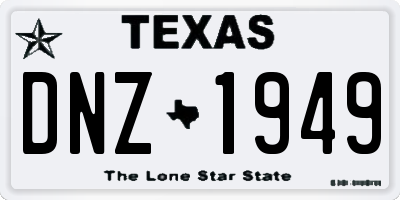 TX license plate DNZ1949