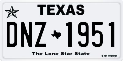 TX license plate DNZ1951