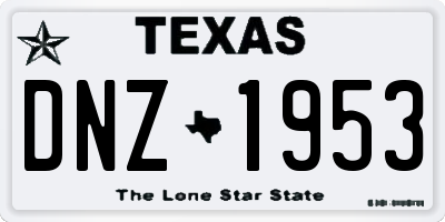TX license plate DNZ1953