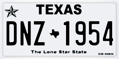 TX license plate DNZ1954