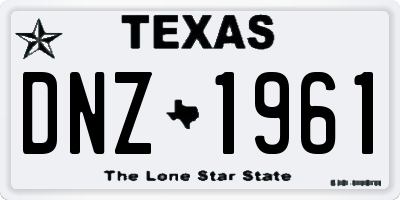 TX license plate DNZ1961